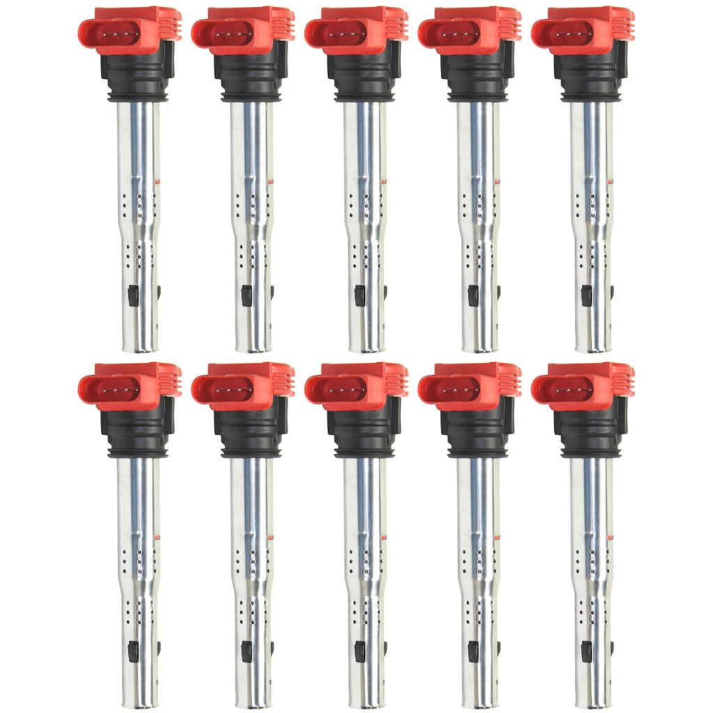 Set of 10 Ignition Coils for VW Audi A4 A6 Touareg S4 A8