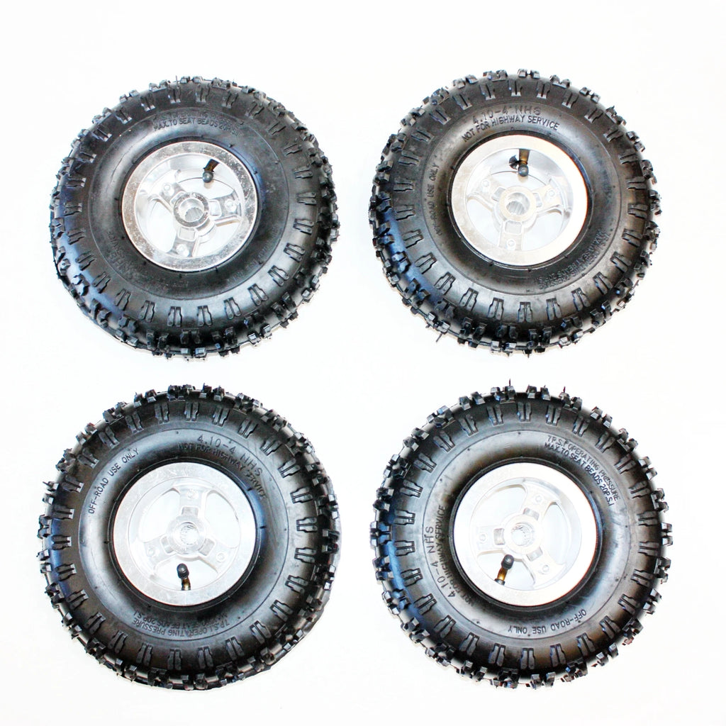 Set of 4 4.10-4 4" Rear Wheel Rim Tyres 16T Spline for 49cc Mini Quad ATV