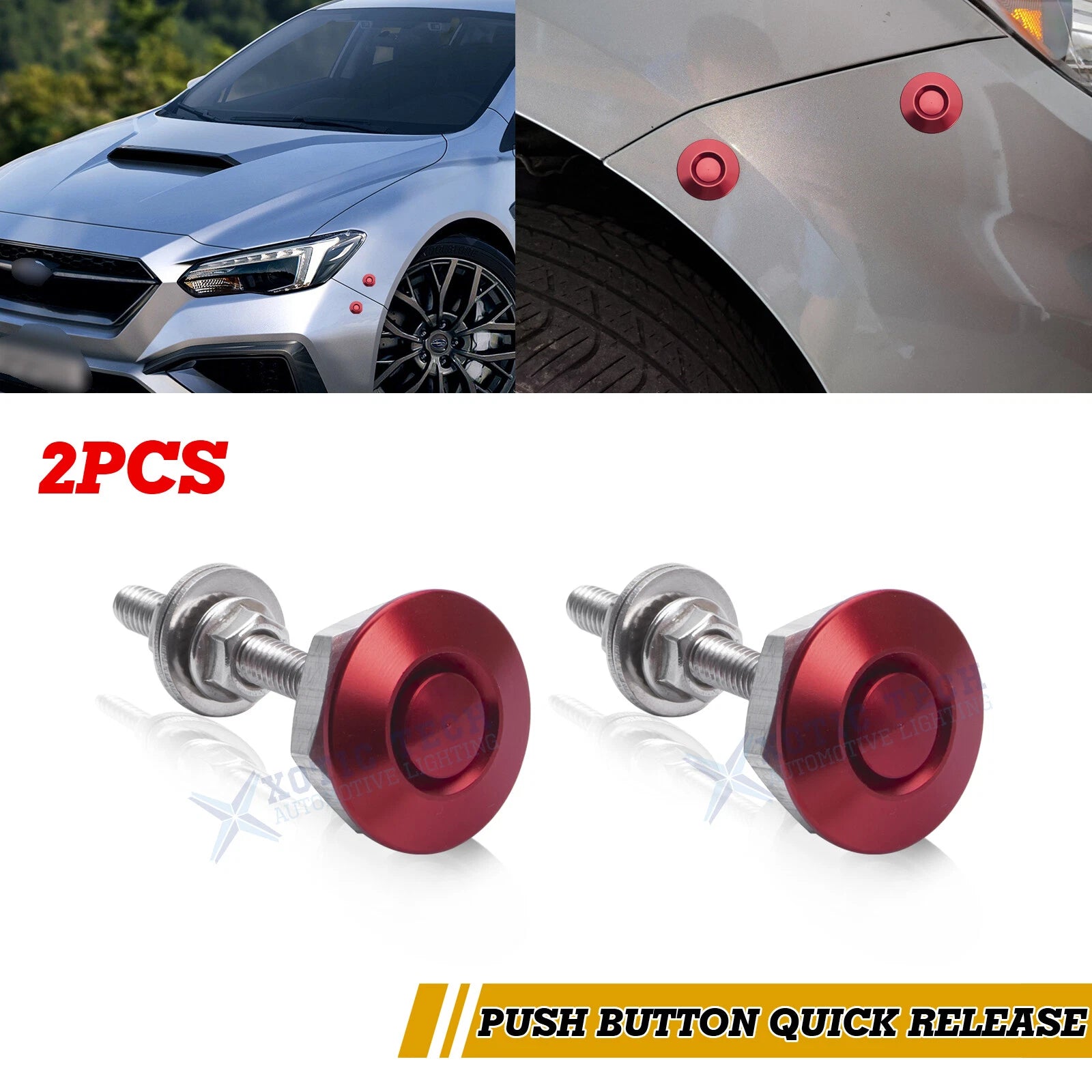 Red Quick Release Hood Bonnet Pins for 2X (2008–2012)