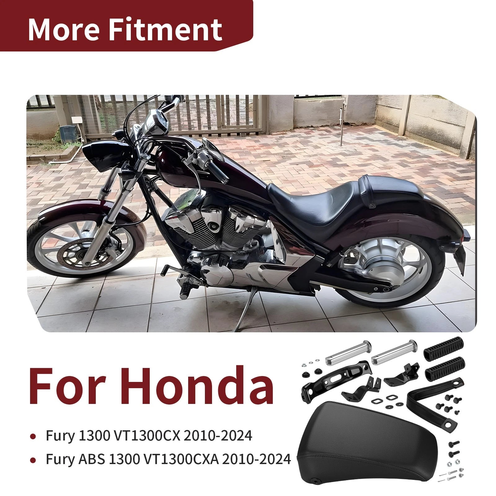 Rear Passenger Seat with Footpeg Kit for Honda VT1300CX VT1300CXA (2010–2024)