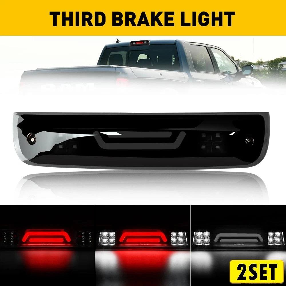 Set of 2 Smoked LED 3rd Tail Brake Lights for Dodge Ram 1500 2500 3500 (2009–2018)