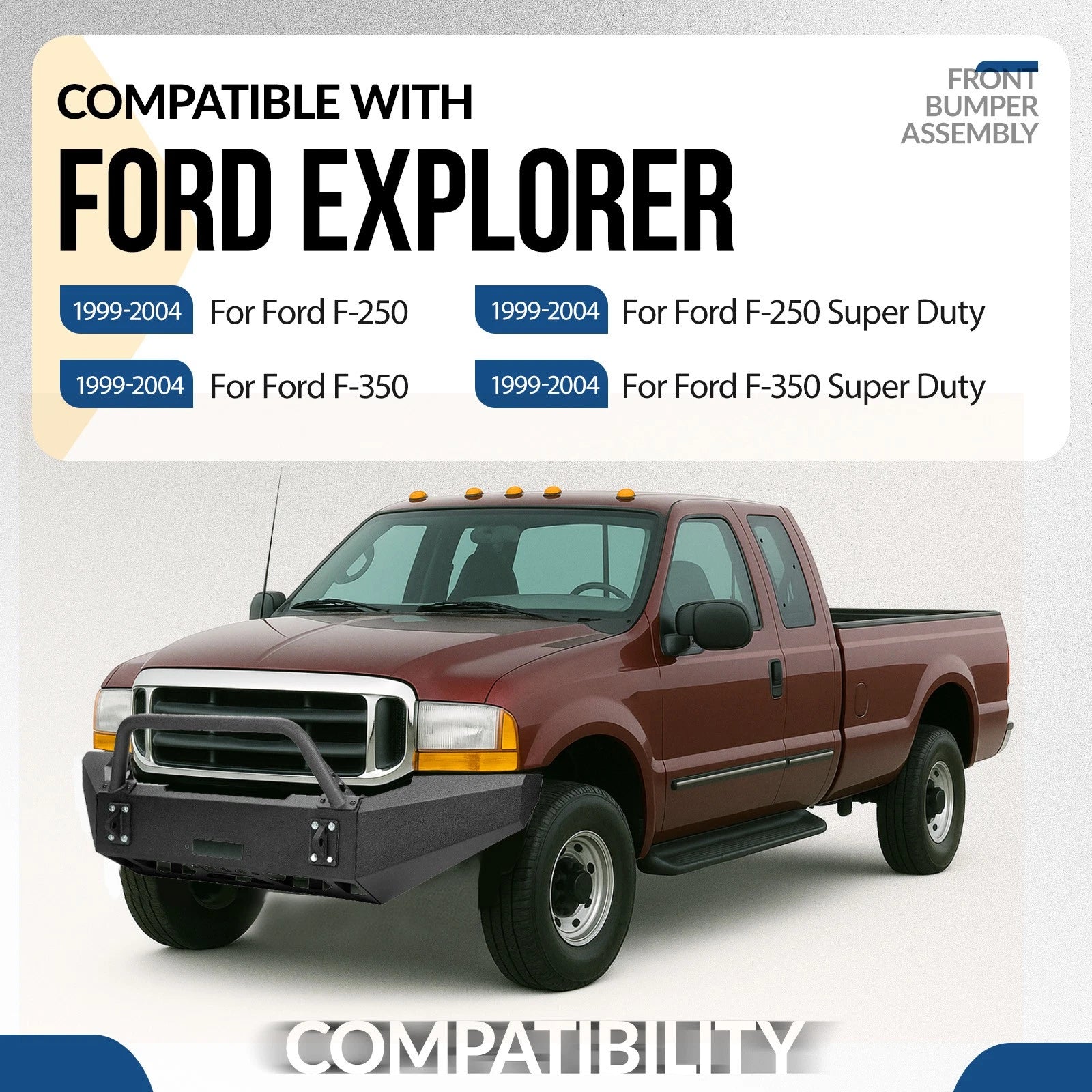 Steel PowderCoated Front Bumper Assembly for Ford F-250 F-350 Super Duty (1999–2004)