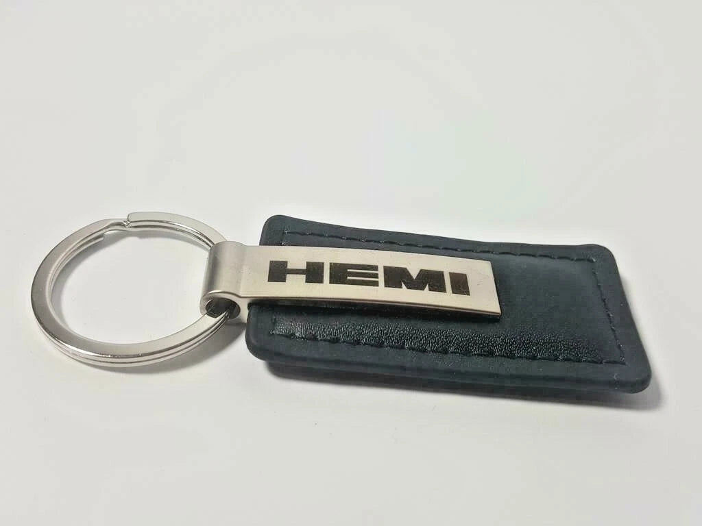 Licensed Mopar Hemi Black Leather Key Chain for Dodge Charger Challenger