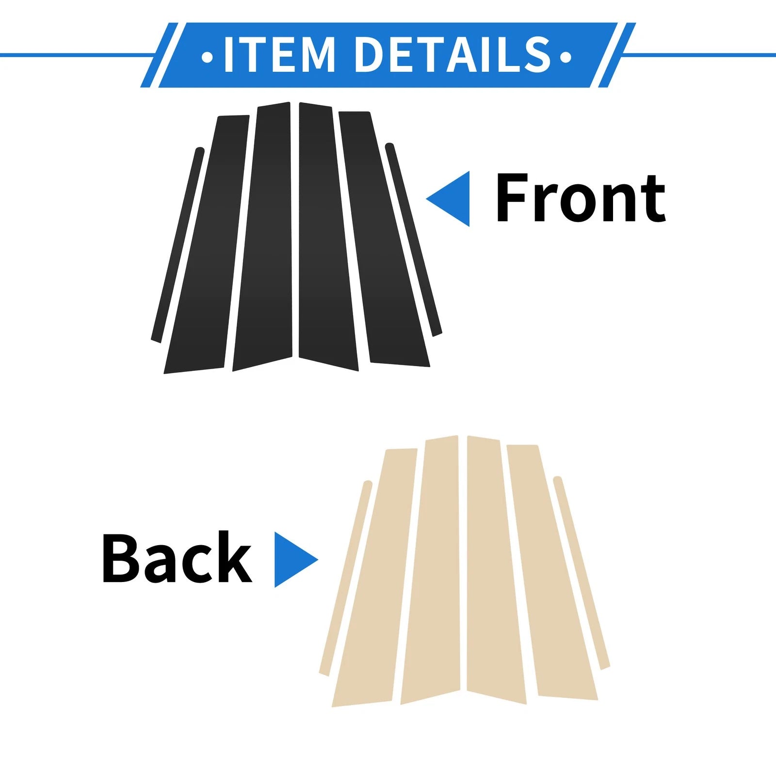 6 Pcs Door Pillar Window Trim for Hyundai Creta Ix25 (2020–2023) Black