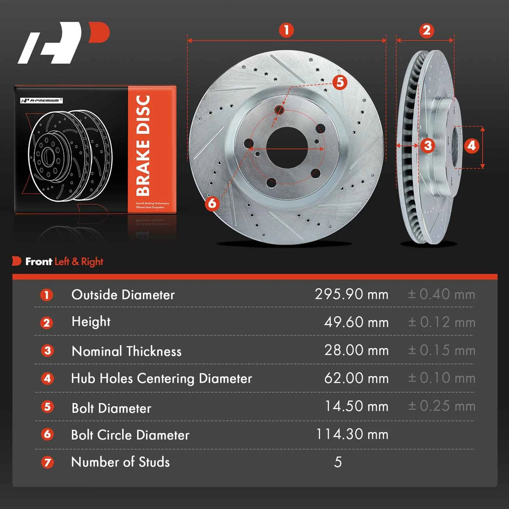 Front Drilled Brake Rotors for Toyota Camry & RAV4, Lexus (2007–2017)