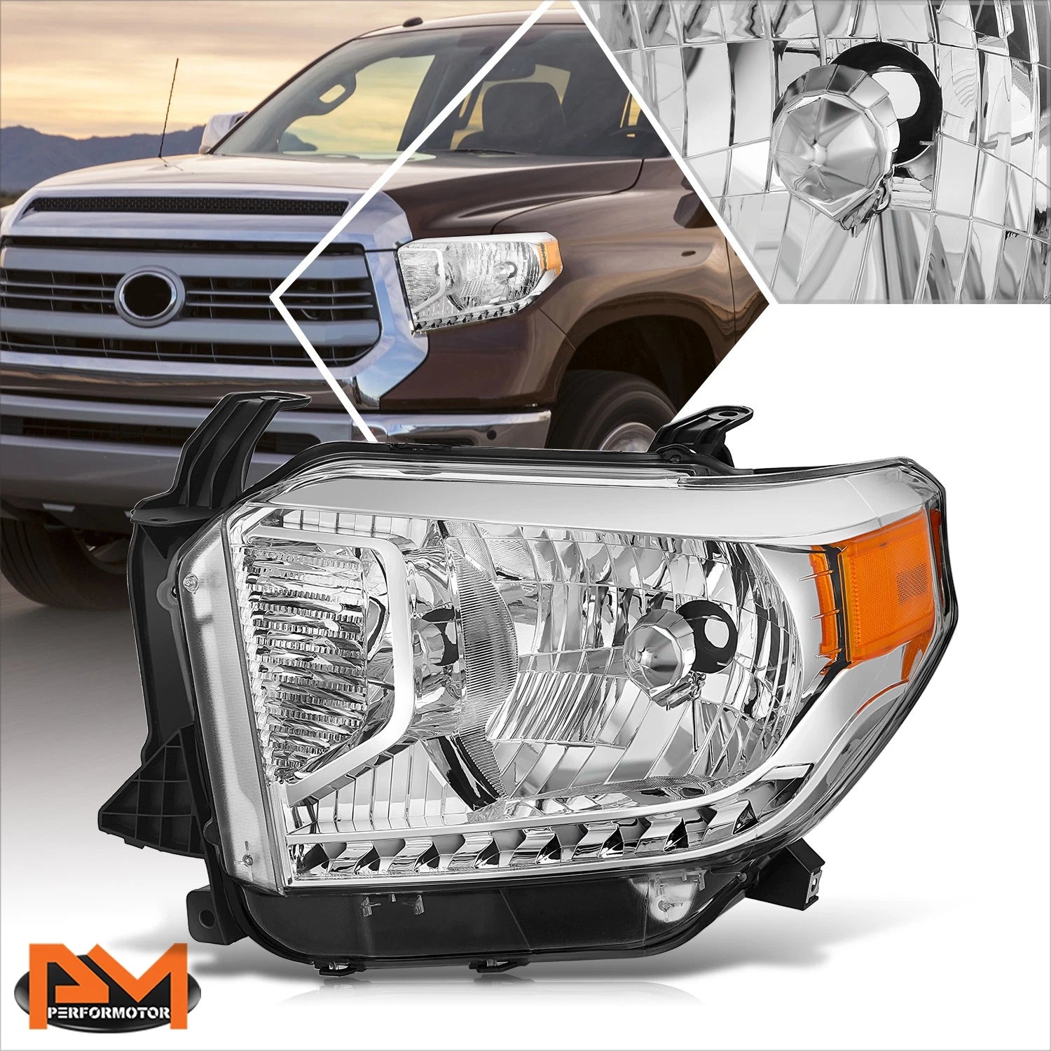Driver Left Side Chrome Housing Amber Corner Headlight for Toyota Tundra (2014–2017)