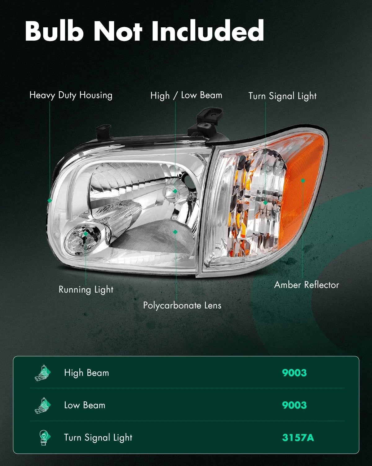Chrome Headlights Pair for Toyota Tundra Sequoia (2005–2007)