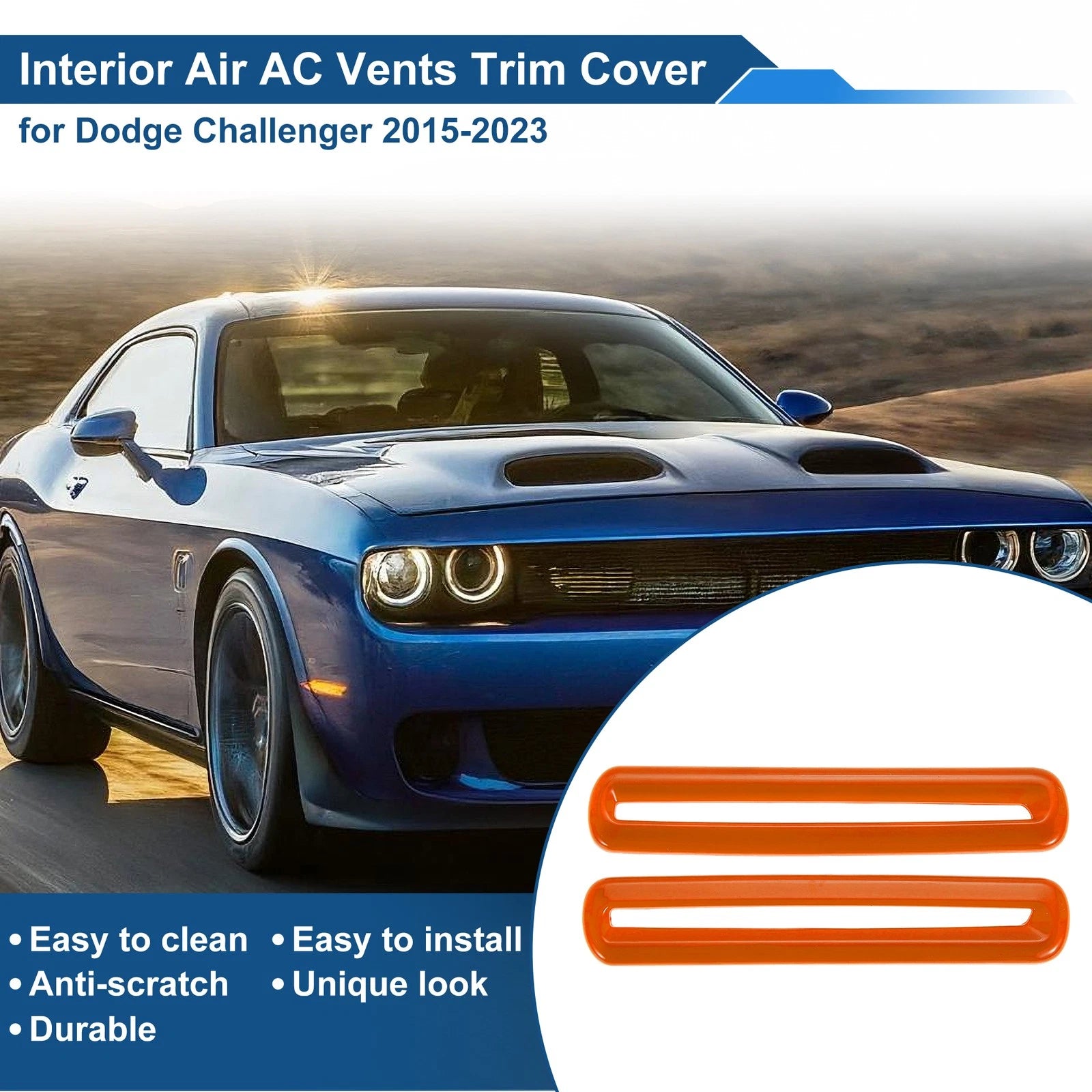Set of 2 Air Condition Outlet Vent Trim Cover Frame for Dodge Challenger (2015–2023)