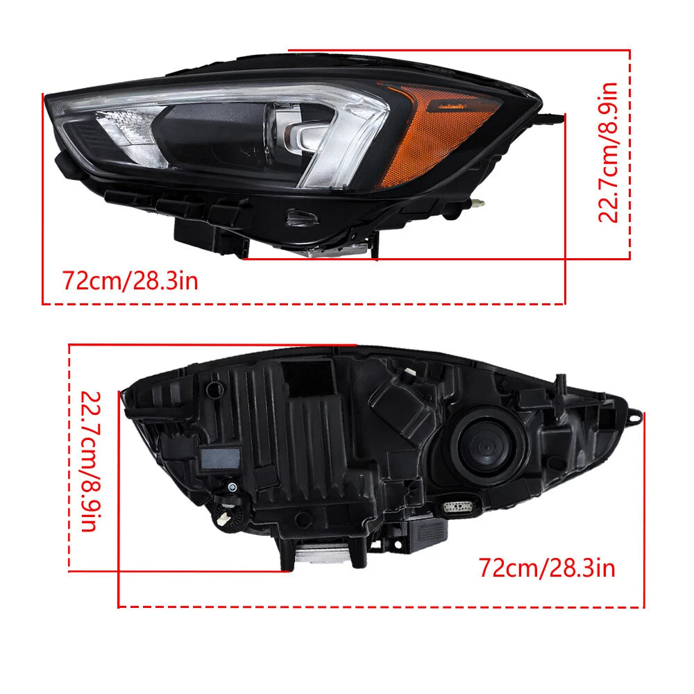 LED Headlight Pair for Ford Edge (2019â2024) with DRL, Clear Lens
