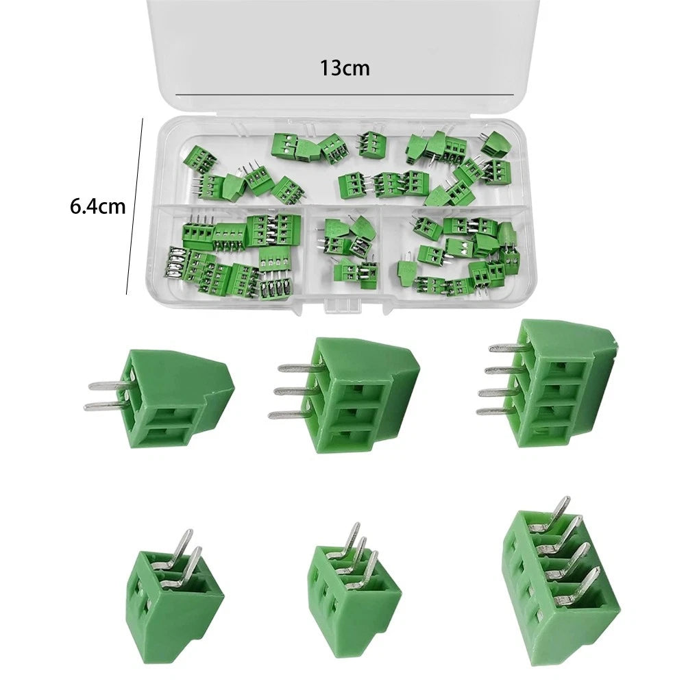 50PCS PCB Mount Screw Terminal Block KF128 Connector 2/3/4 Pin 2.54mm Pitch