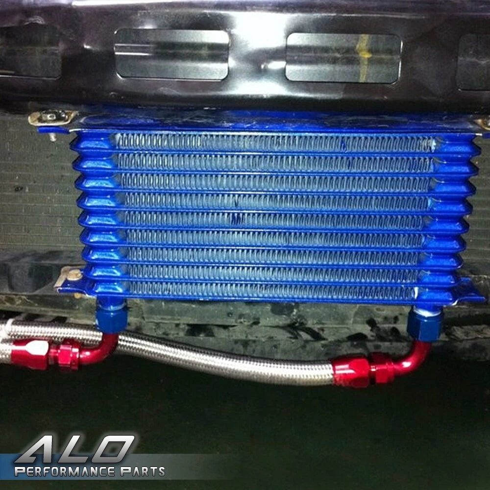 10 Row 10AN Engine Oil Cooler Filter Adapter & Hose Relocation Kit