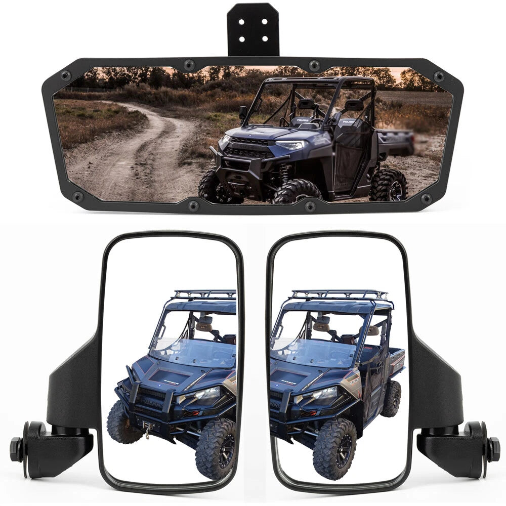 Set of 2 Center Rear Side Mirrors for Polaris Ranger 500 900 XP S 1000 XP (2017–2024)