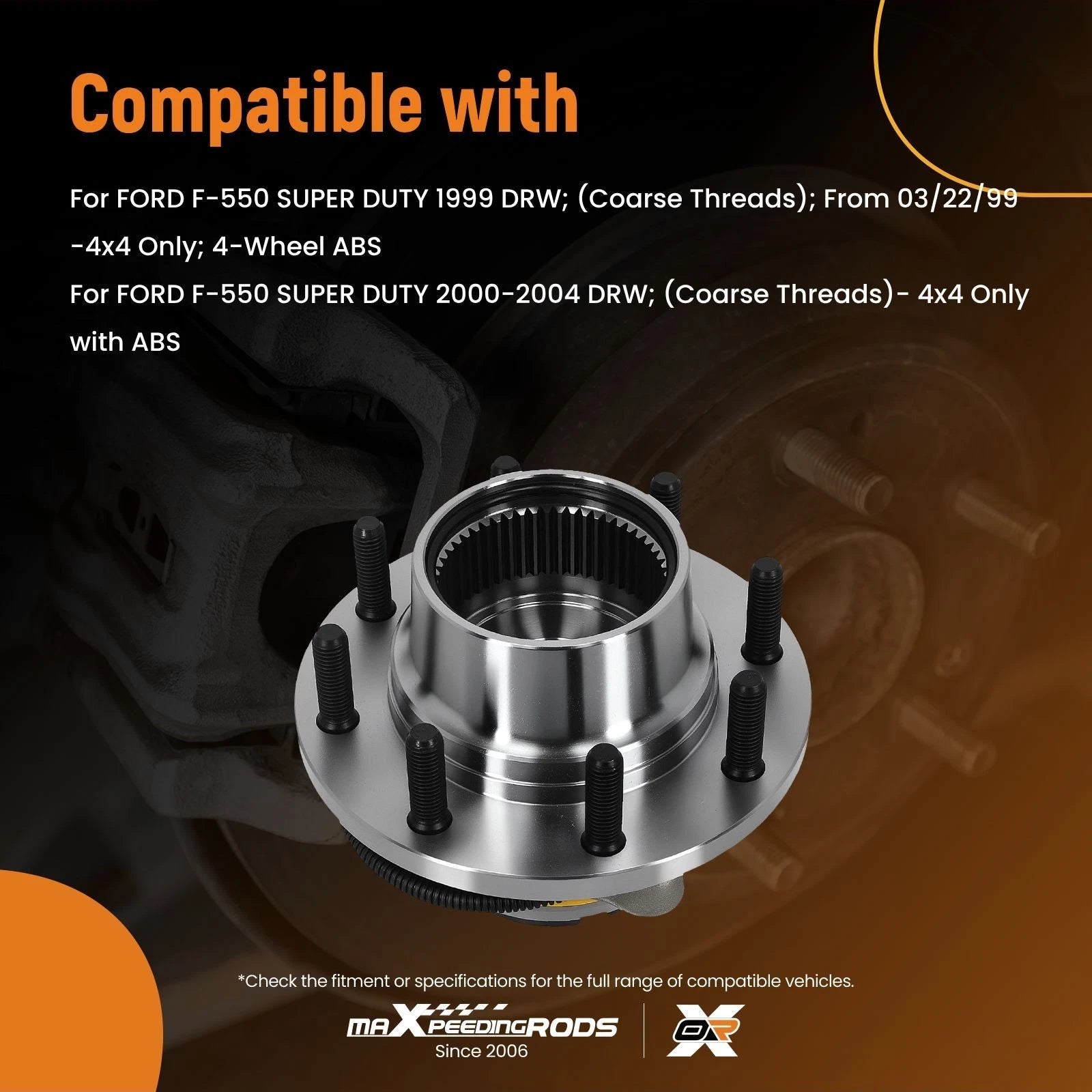 8 Bolt Front Wheel Hub for Ford F-250/F-350/F-450/F-550 (1999–2004) 515057 4x4 ABS
