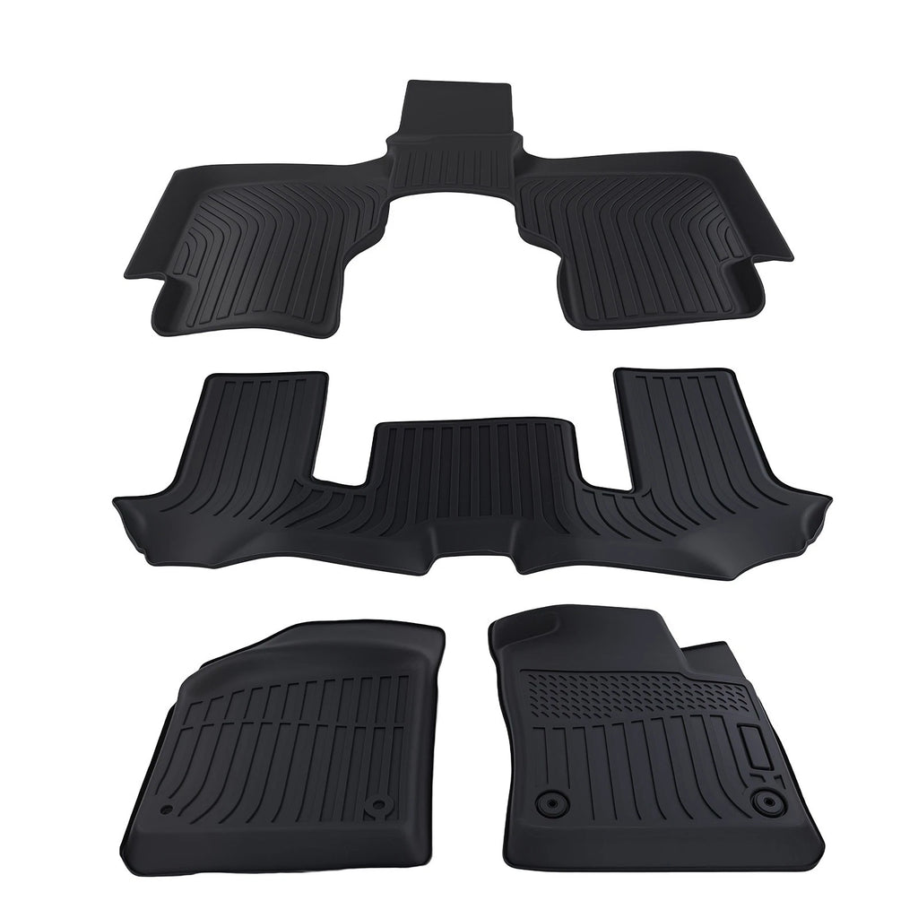 Set of 4 Black Floor Mats Liner for VW Atlas (2018–2025) TPE Waterproof