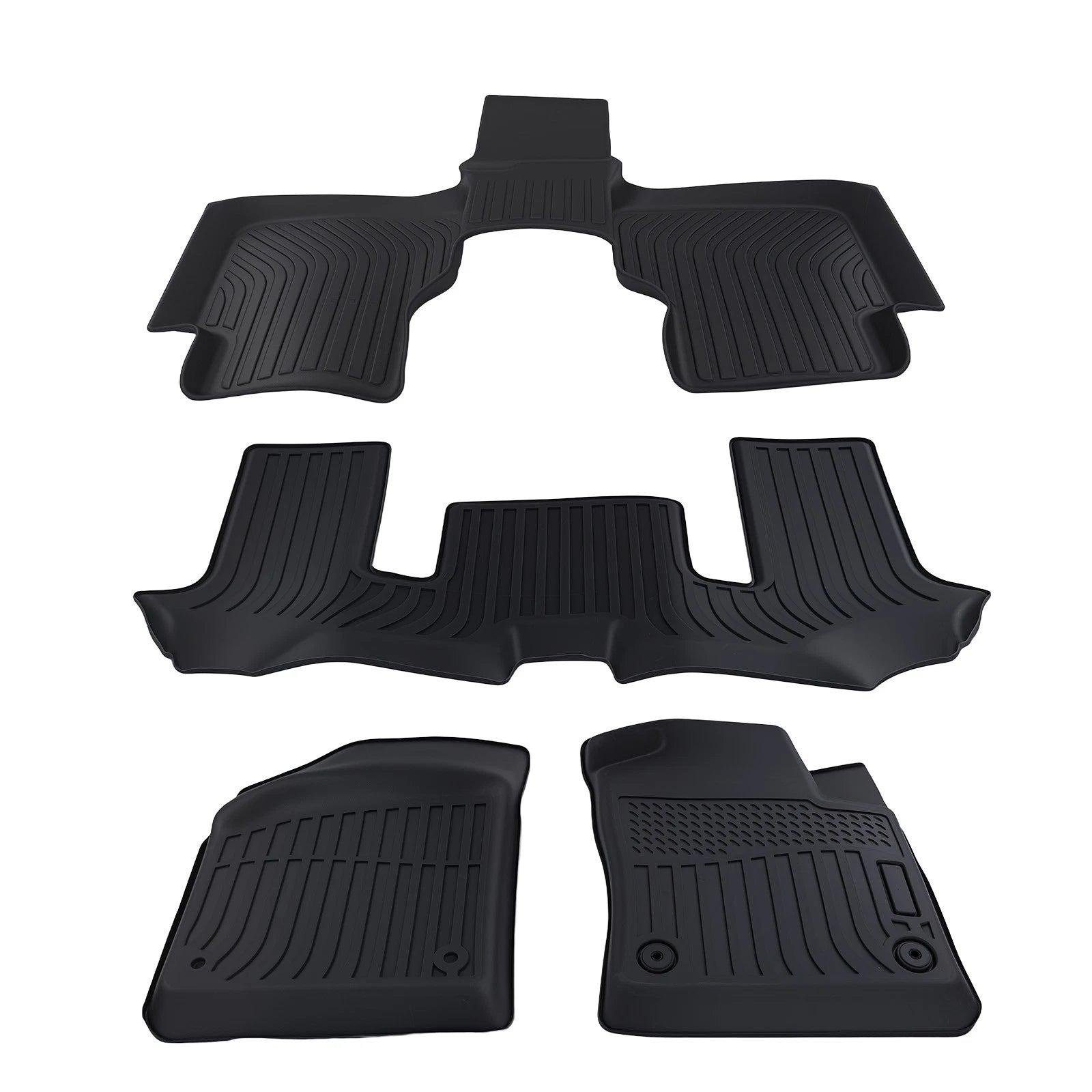 Set of 4 Black Floor Mats Liner for VW Atlas (2018–2025) TPE Waterproof