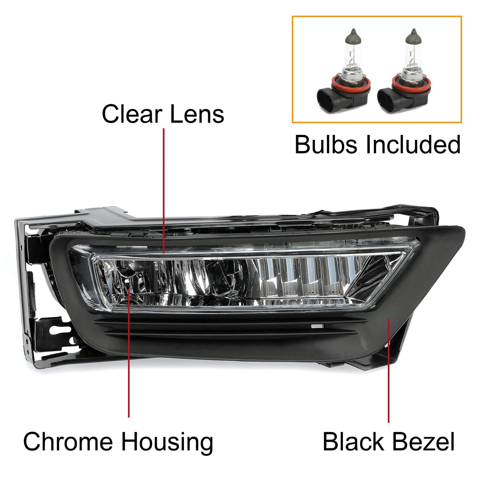 Pair Fog Lights for Honda Accord Sedan (2013–2015) W/Bulbs