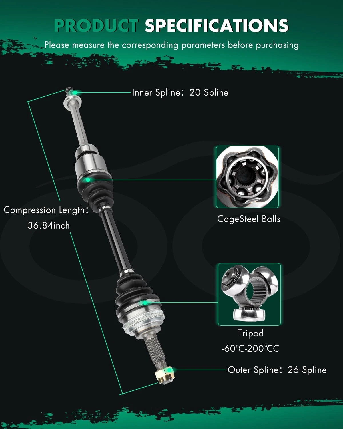 Front Right CV Axle Shaft for Toyota Camry Solara (1992–2001) 2.2L DOHC