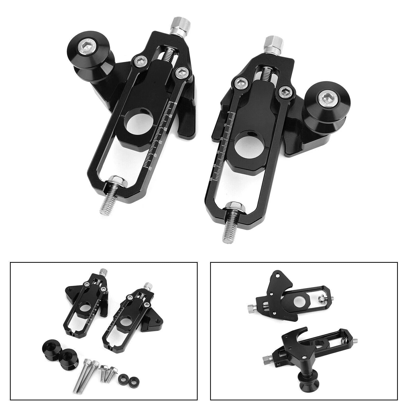 Chain Adjusters with Spool Tensioners for Honda CB650R CBR650R (2019–2023) Black T9
