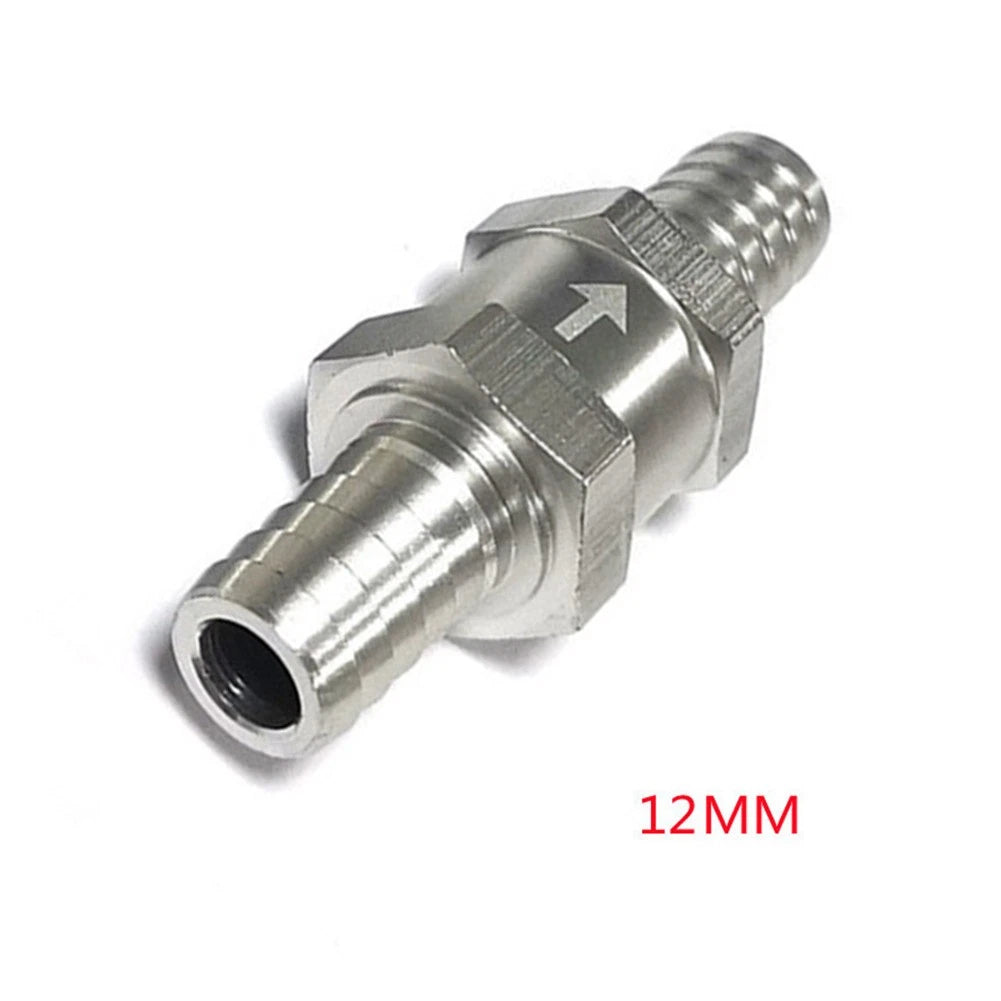 12MM One Way Check Valve for Gas Diesel Fuel (Inline) - Silver Aluminum