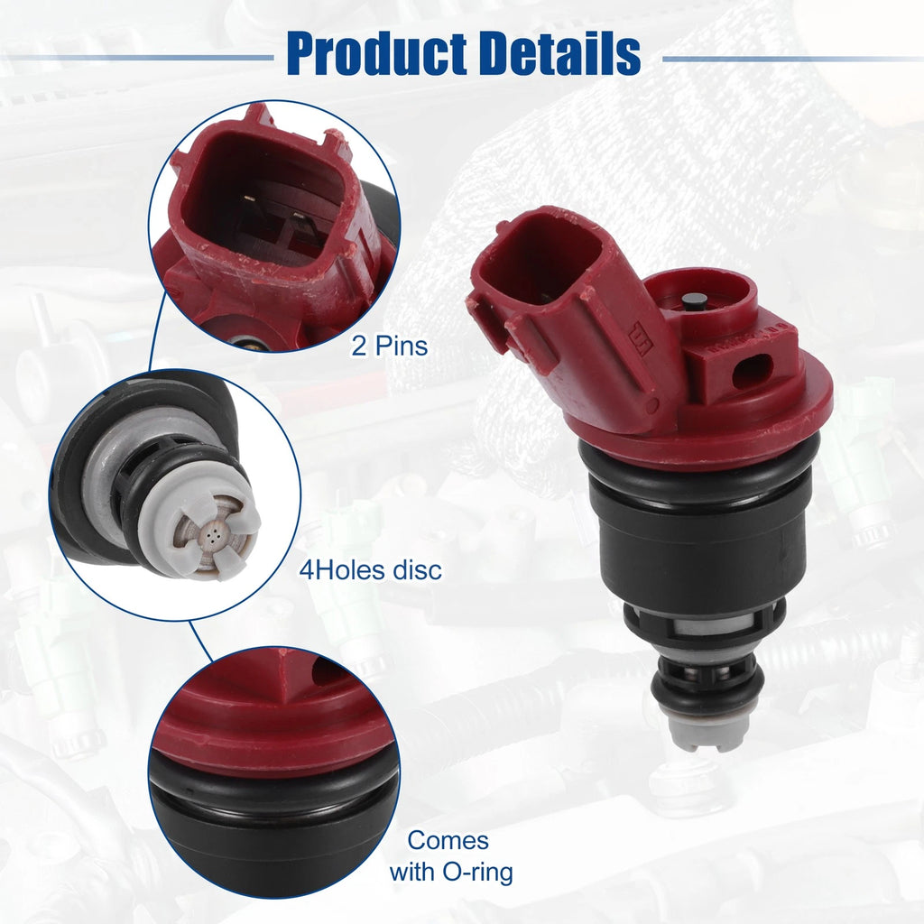 Set of 4 Fuel Injector Nozzles for Nissan 240SX 2.4L L4 (1991–1998) 16600-53J00
