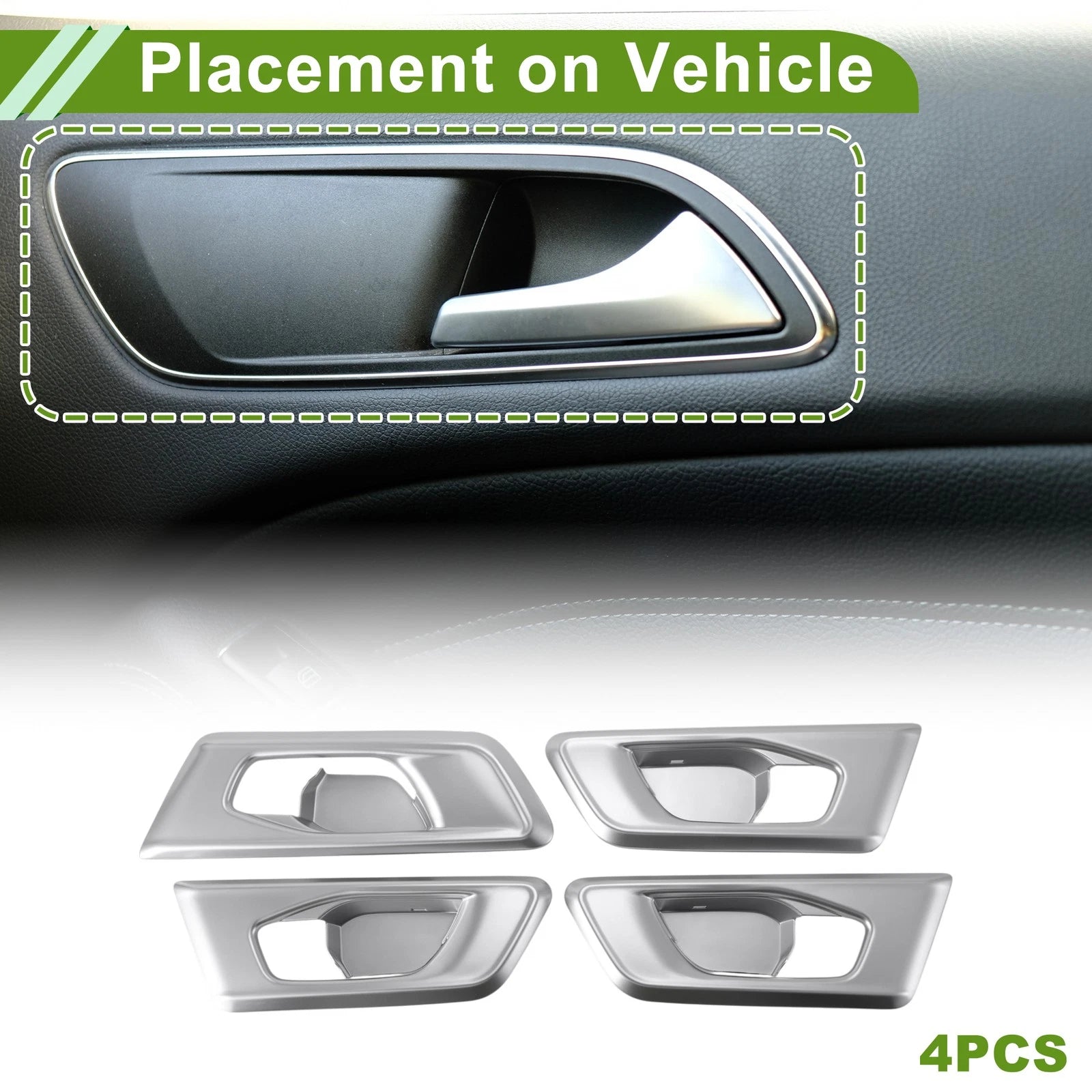 Set of 4 Interior Door Handle Bowl Cover Trim for Honda CR-V (2017–2022) Silver Tone ABS