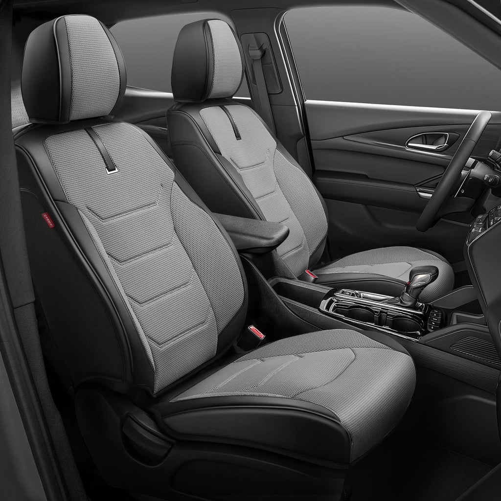 Set of 2 Universal Front Row Seat Covers for Car SUV (Grey/Black)