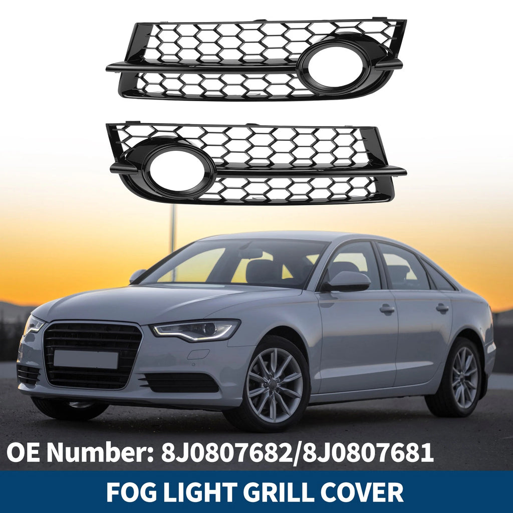 1 Pair Front Fog Light Grill for Audi TT 8J (2006–2014) No. 8J0807682/8J0807681 Black