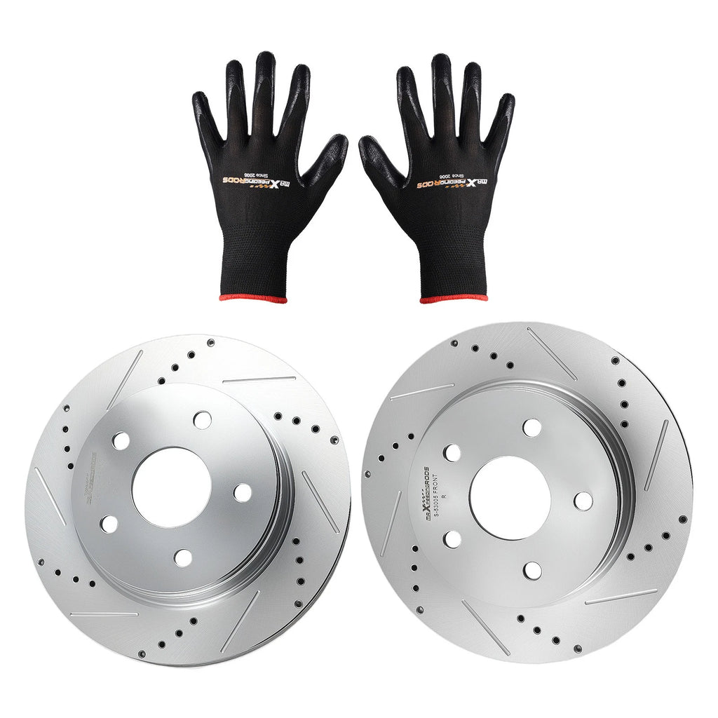 Set of 2 Front Drilled Brake Rotors Kit for Dodge Ram 1500 (2002–2010) S-53005