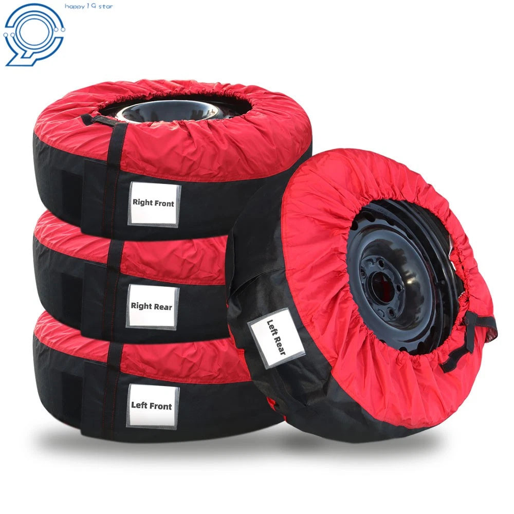 Set of 4 Tyre Bags for 22"-31" Tires - Red with Black Handle, 600D