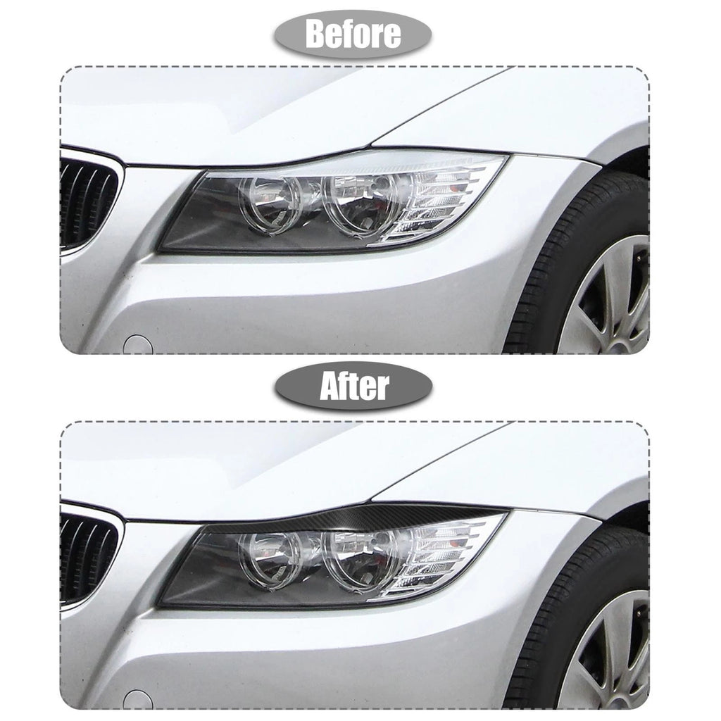 1 Pair Headlight Eye Lid Cover Sticker for BMW E90 (2006–2011) Carbon Fiber