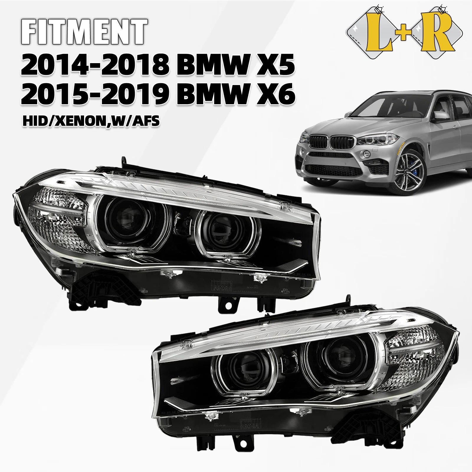 HID Headlight Pair for BMW X5 F15 X6 F16 (2014–2019) W/ AFS