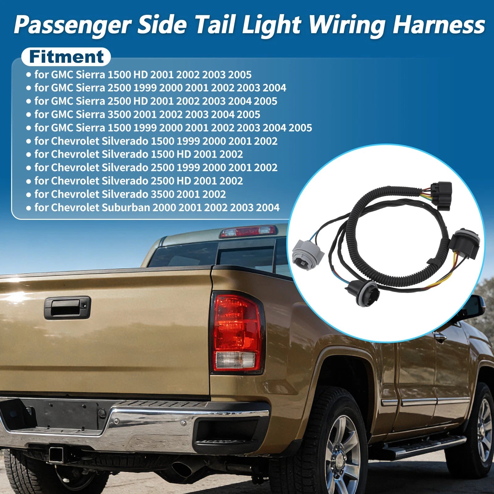 Right Tail Light Socket Harness Wiring for Chevy Silverado (1999–2005) 88986855