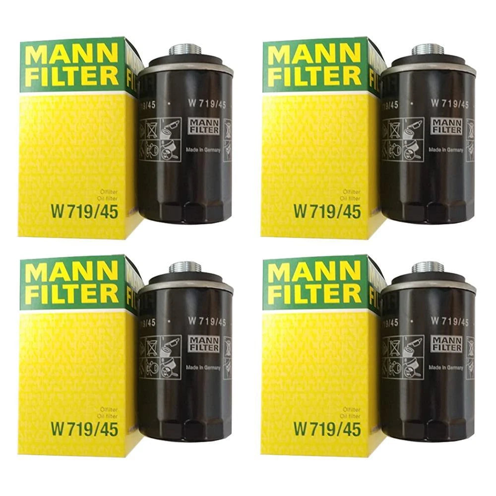 Set of 4 Mann Oil Filters W71945 for Audi A3 A4 A6 TT VW Beetle Jetta Passat (2000–2023)