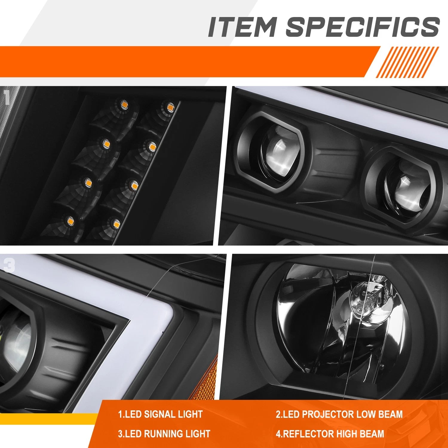 LED DRL Projector Headlights for Nissan Titan XD (2016–2024) Black/Amber