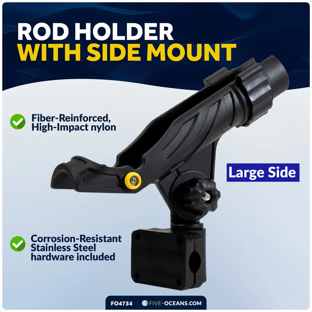 Kayak Rod Holder with Locking Mechanism for Rail Mount (Large)