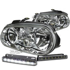 Chrome Housing Clear Head + Corner + Smoked LED Fog Light Kit for VW Golf MK4 (1999–2004)