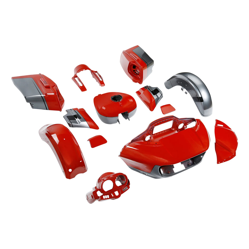 Fairings Body Kit for Harley CVO Road Glide (2015–2024) Pearl Red & Silver Gray
