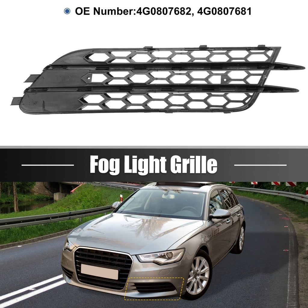 Pair Front Fog Light Mesh Grill Cover for Audi A6 C7 (2012–2015)
