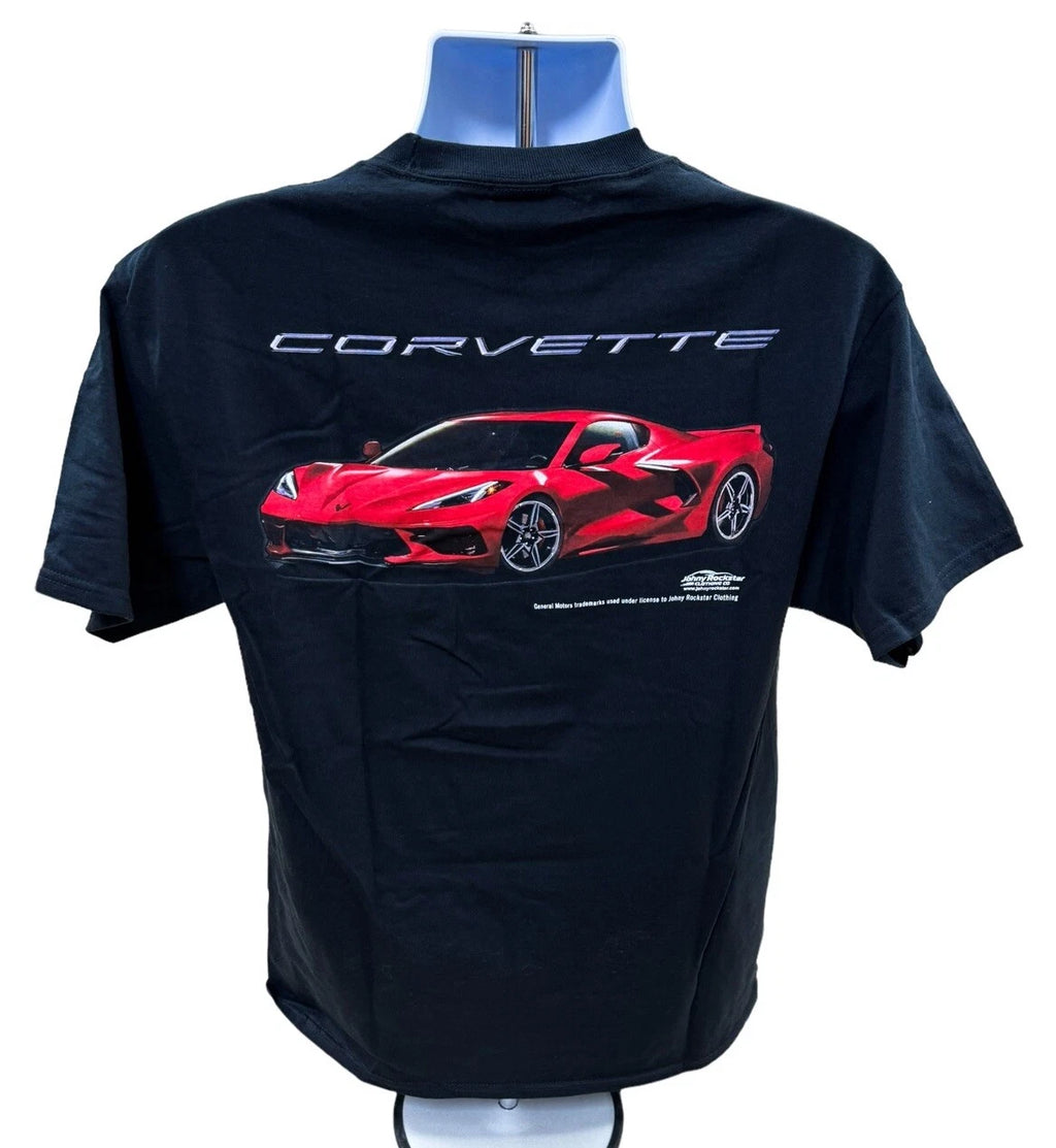 Torch Red Graphic Black T Shirt for Chevy Corvette C8 (2020–2024)
