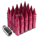 20 PCS M12X1.5 107MM Tall Pink Aluminum Spiked Lug Nuts + Adapter