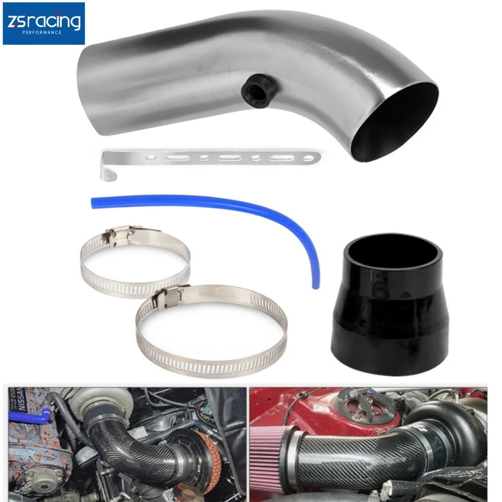 76mm 3" Silver Aluminum Cold Air Intake Pipe Hose Tube for Universal Models