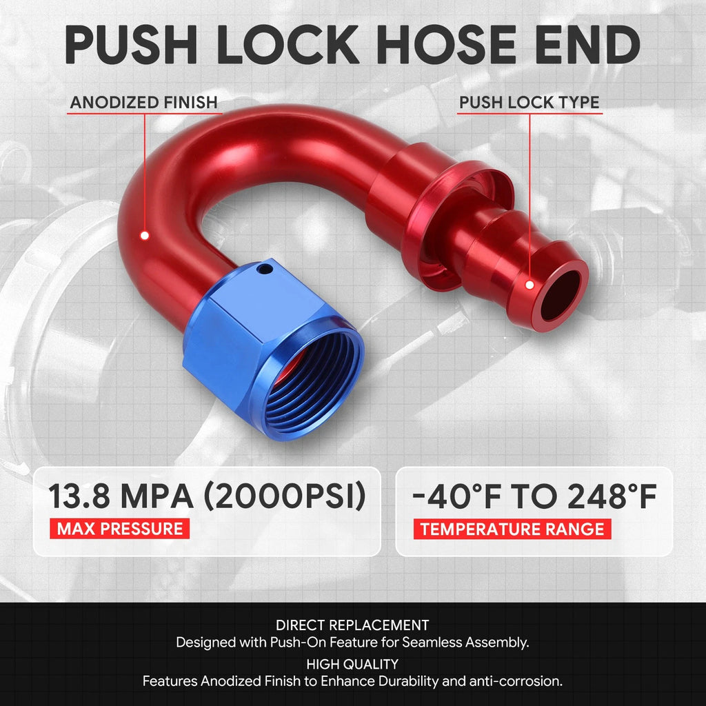 AN12 180 Degree Swivel Oil/Fuel Line Hose End Push-On Male Fitting