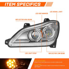 Full LED 3D Light Bar Chrome Headlights for Kenworth T680 (2022–2025)
