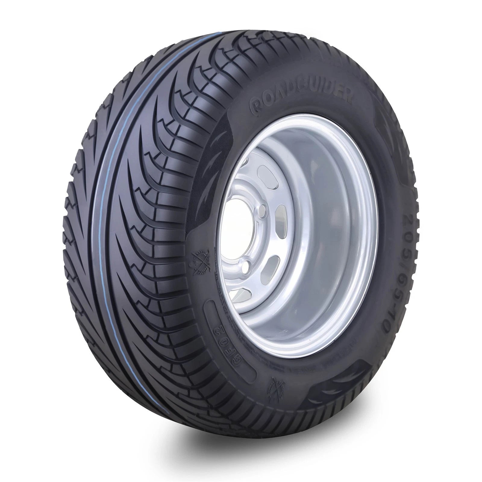 Golf Cart Tire Assembly 205/65-10 w/4x4" PCD ET-15.5 Silver Wheel (14040)