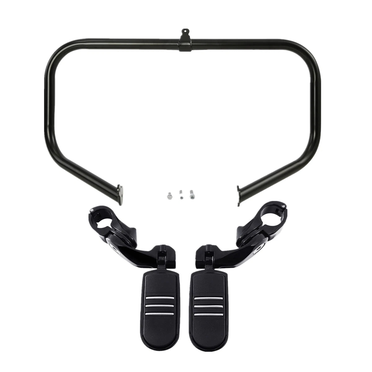 Black Highway Engine Guard Crash Bar with Footpegs for Harley Touring (2009–2023)
