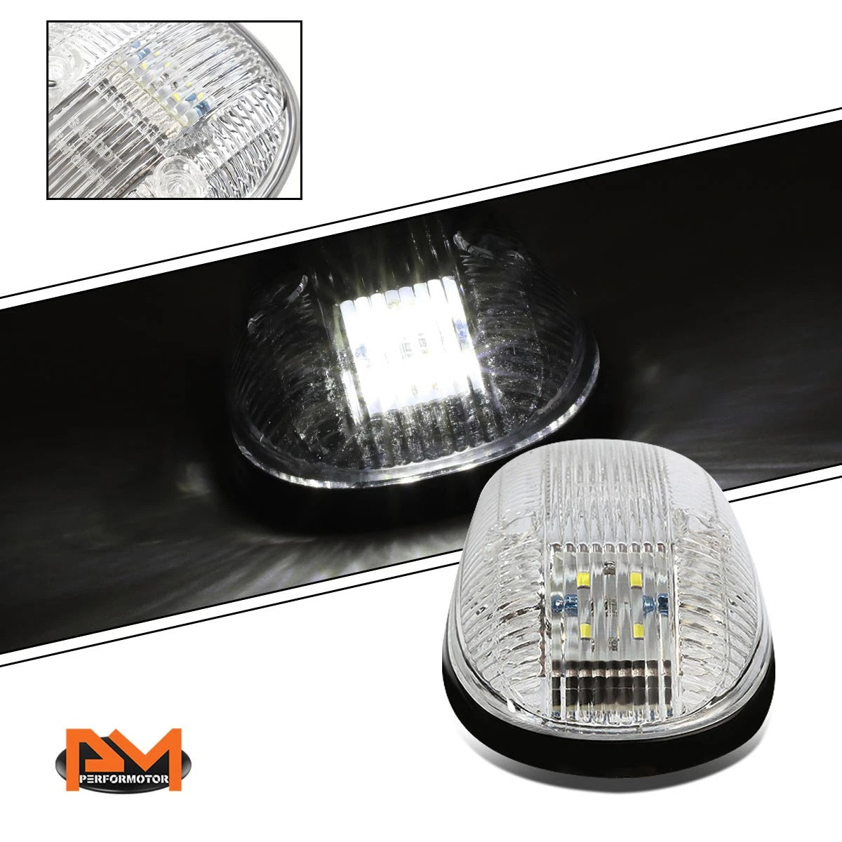 5Pcs Cab Roof Running Light Chrome Housing White LED for Dodge Ram (1999–2001)
