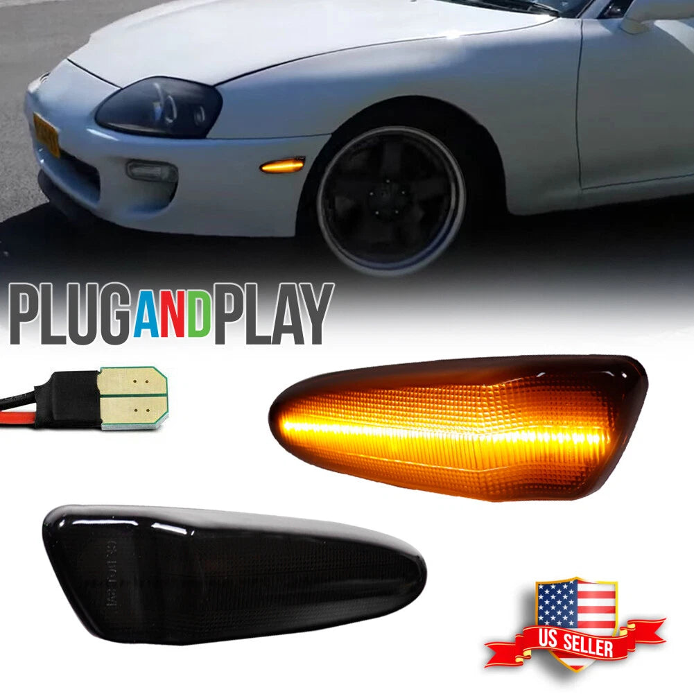 Smoked Amber LED Front Bumper Side Marker Lights for Toyota Supra (1997–1998)