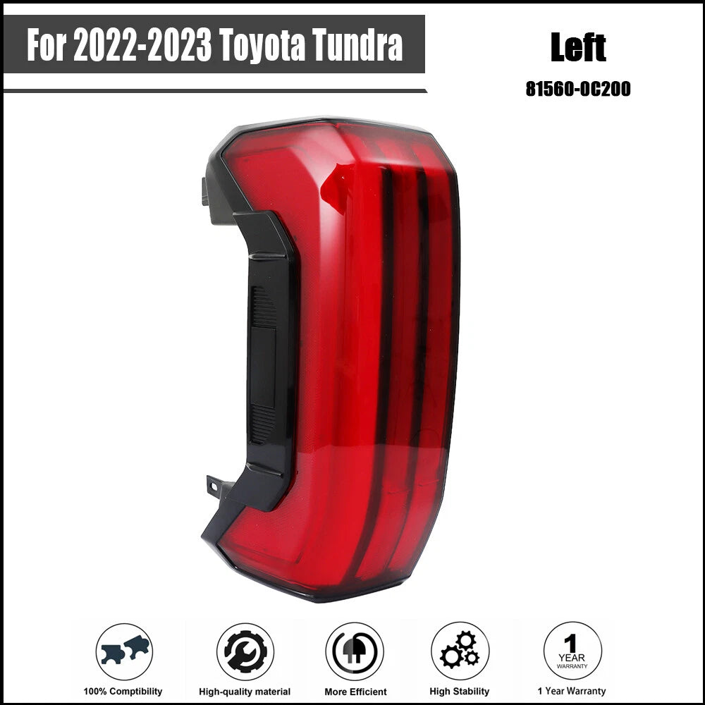 LED Rear Clear Left Driver Side Tail Light Assembly for Toyota Tundra (2022–2023)