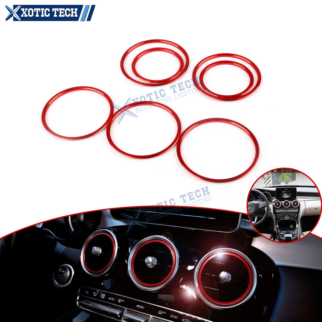 Red Aluminum AC Air Outlet Ring Decor Circle for Mercedes C-Class (2015–2021)