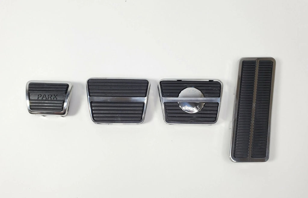 Brake Clutch Gas Pedal Pad Kit with Chrome Trim for 1967-1968 Camaro Firebird
